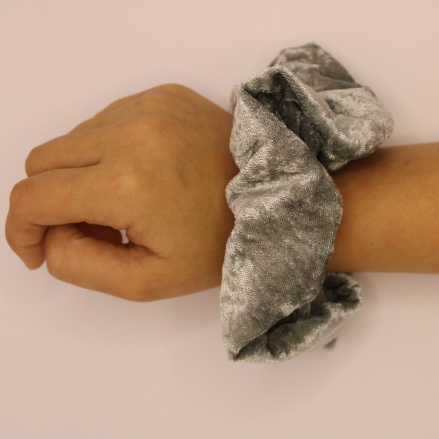 Grey Velvet Scrunchie