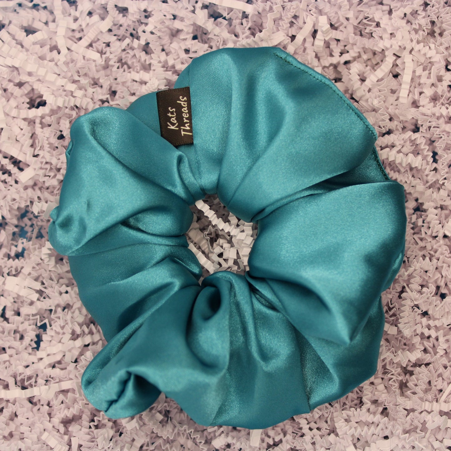 Teal Satin Scrunchie