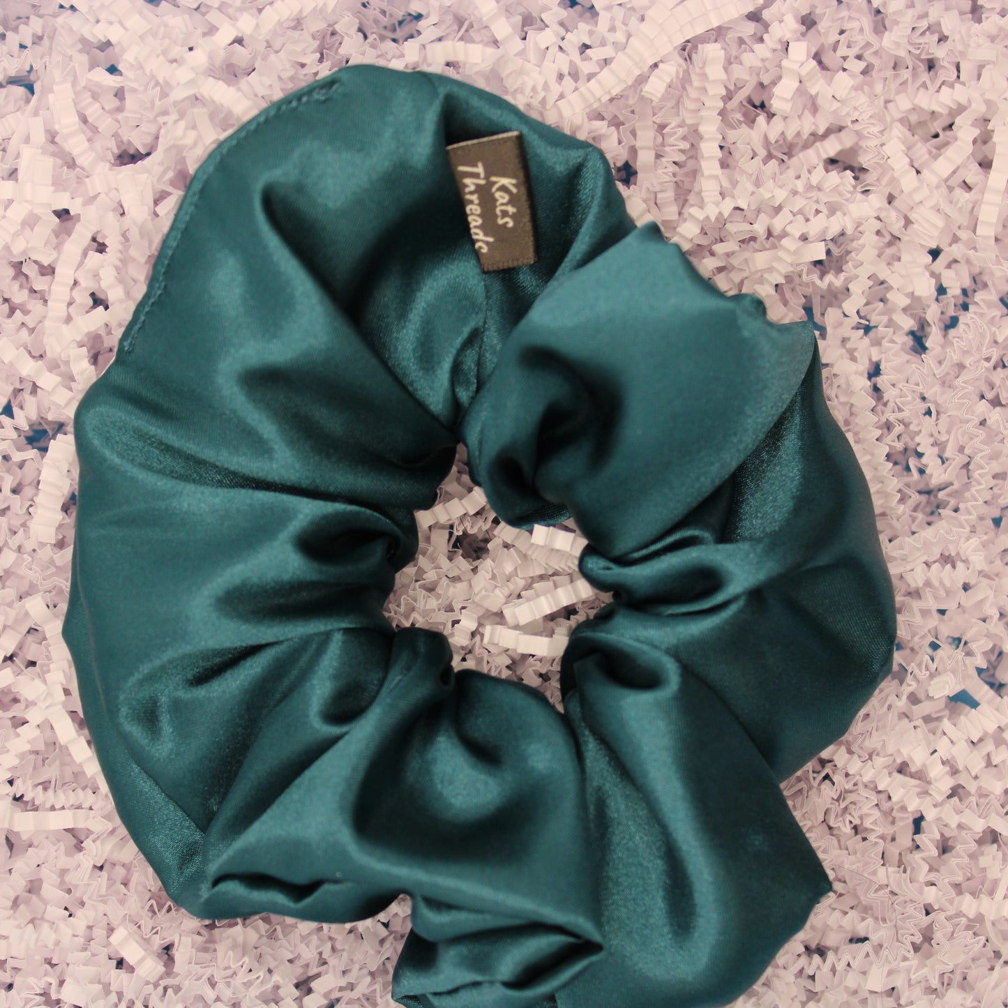 Green Satin Scrunchie