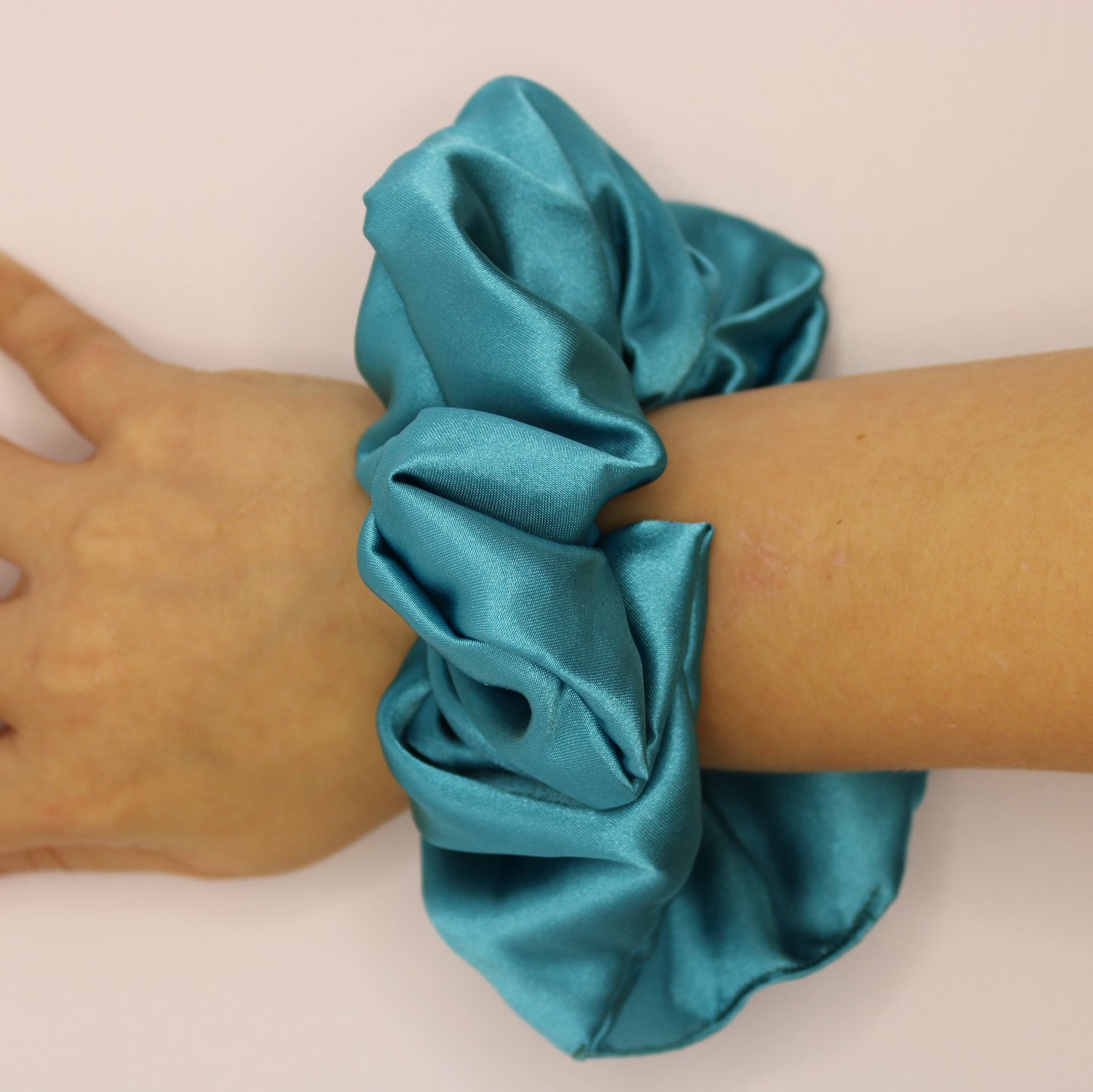 Teal Satin Scrunchie