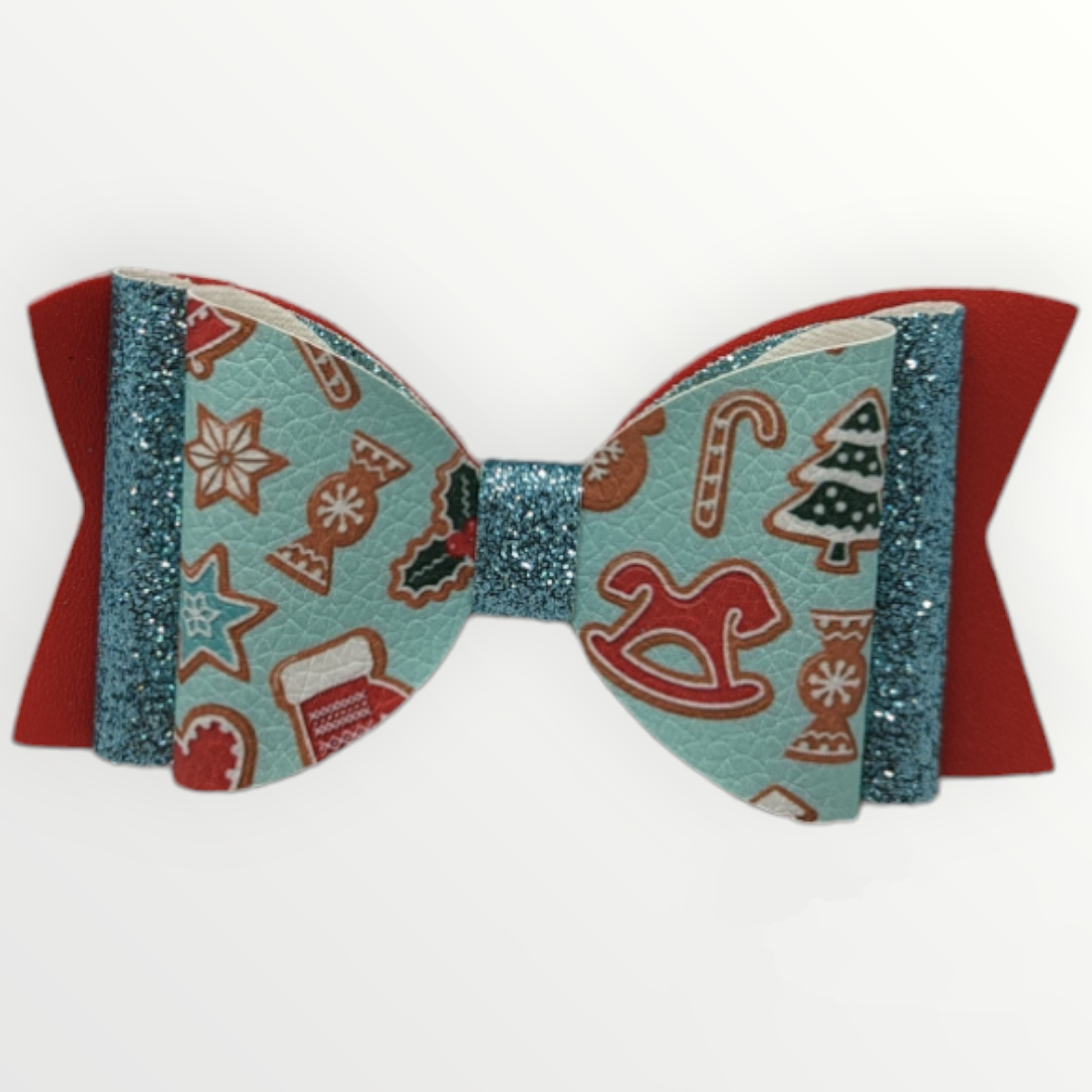Sugar Cookie Christmas Faux Leather Bow